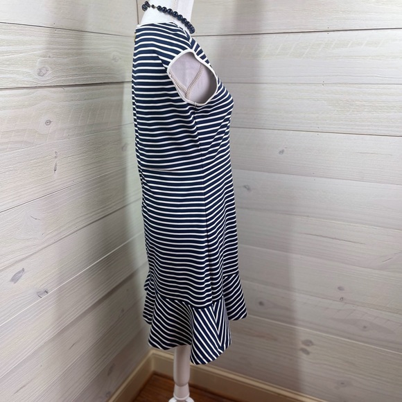 Draper James Navy & White Striped Flounce Bottom Dress S FREE SHIP - Picture 4 of 5